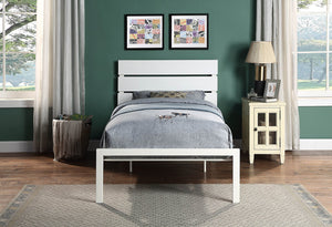 English Elm White Twin Metal Bed Frame with Casual Design, Sturdy White Finish, Easy Assembly, 42x57.5x39.5" B01183262