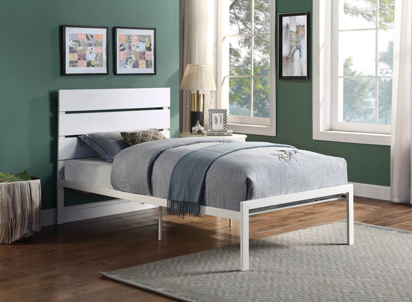 English Elm White Twin Metal Bed Frame with Casual Design, Sturdy White Finish, Easy Assembly, 42x57.5x39.5" B01183262