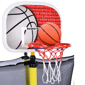 English Elm 5.5ft Kids Trampoline Steel Frame Enclosure Net Basketball Hoop Safe Bouncer Yellow MS309258AAL