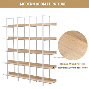 English Elm [video] Five Tier Industrial Open Bookshelf Steel Frame Mdf Shelves Home Office Storage White+Oak N725P387978C