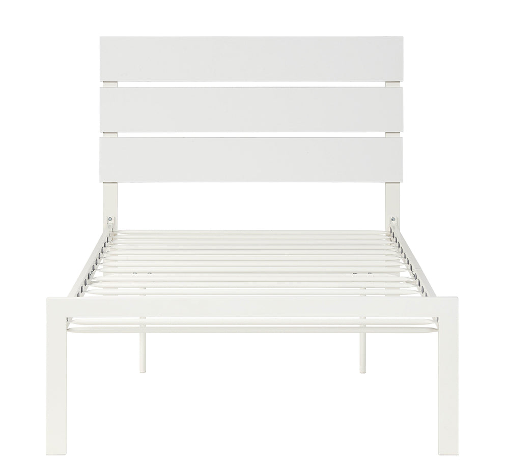 English Elm White Twin Metal Bed Frame with Casual Design, Sturdy White Finish, Easy Assembly, 42x57.5x39.5" B01183262