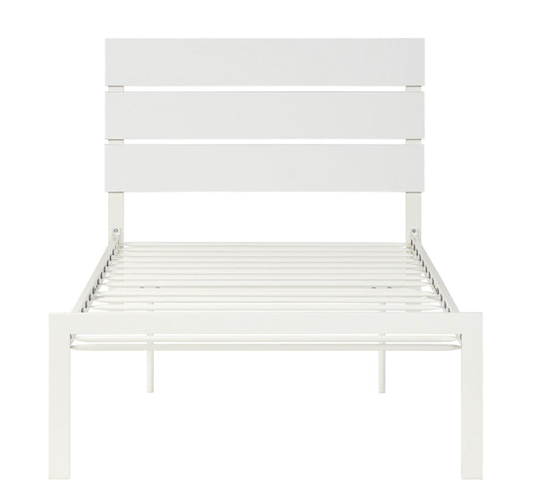 English Elm White Twin Metal Bed Frame with Casual Design, Sturdy White Finish, Easy Assembly, 42x57.5x39.5" B01183262