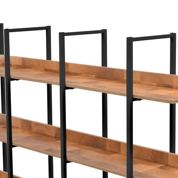 English Elm 5 Tier Bookcase Industrial Open Bookshelf with MDF Boards & Steel Frame, 5 Shelves, 80lb Capacity Each Black+Brown N725P247766B