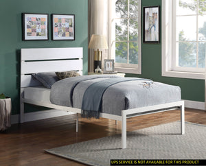English Elm White Twin Metal Bed Frame with Casual Design, Sturdy White Finish, Easy Assembly, 42x57.5x39.5" B01183262