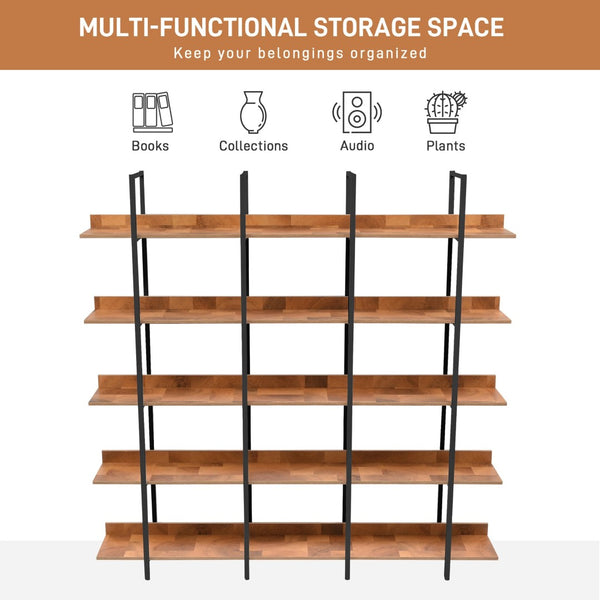 English Elm [video] Five Tier Industrial Open Bookshelf Steel Frame Mdf Shelves Home Office Storage Black+Brown N725P387978B