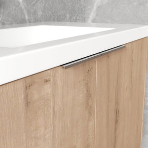 English Elm 36" Wall-Mounted Bathroom Vanity With Soft-Close Sink & Side Cabinet For Stylish Storage Solutions W999S00218