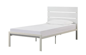English Elm White Twin Metal Bed Frame with Casual Design, Sturdy White Finish, Easy Assembly, 42x57.5x39.5" B01183262