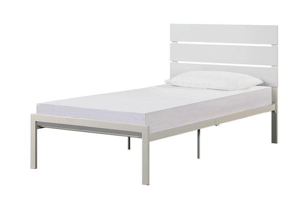 English Elm White Twin Metal Bed Frame with Casual Design, Sturdy White Finish, Easy Assembly, 42x57.5x39.5" B01183262