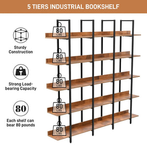 English Elm [video] Five Tier Industrial Open Bookshelf Steel Frame Mdf Shelves Home Office Storage Black+Brown N725P387978B