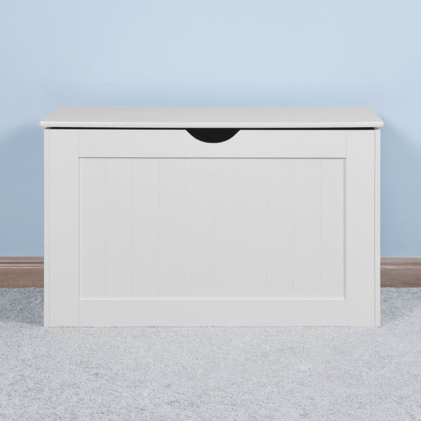 English Elm White Lift Top Storage Bench with Safety Hinges for Entryway Bedroom or Living Room W40914887