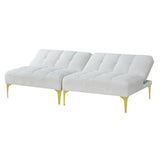 Christopher Knight Home® - Noble House - Convertible Sofa Bed Futon With Gold Metal Legs Teddy Fabric (White)