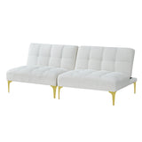 Christopher Knight Home® - Noble House - Convertible Sofa Bed Futon With Gold Metal Legs Teddy Fabric (White)