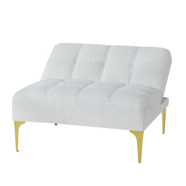 English Elm Convertible teddy fabric sofa bed chair with gold metal legs, eucalyptus frame, foam cushion, 300lbs capacity, modern lounge piece W109768483