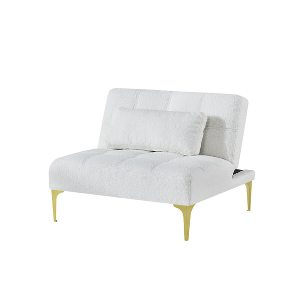 English Elm Convertible teddy fabric sofa bed chair with gold metal legs, eucalyptus frame, foam cushion, 300lbs capacity, modern lounge piece W109768483