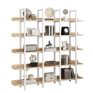 English Elm [video] Five Tier Industrial Open Bookshelf Steel Frame Mdf Shelves Home Office Storage White+Oak N725P387978C