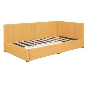 English Elm Upholstered Linen Twin Daybed with Storage Drawers Sofa Frame for Guest Rooms Yellow N708P438851L