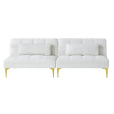 Christopher Knight Home® - Noble House - Convertible Sofa Bed Futon With Gold Metal Legs Teddy Fabric (White)