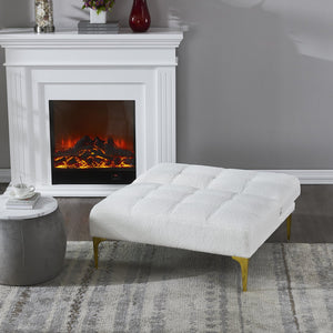 English Elm Convertible teddy fabric sofa bed chair with gold metal legs, eucalyptus frame, foam cushion, 300lbs capacity, modern lounge piece W109768483