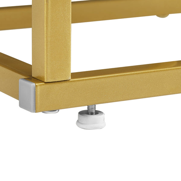 English Elm 4 Tier Round Open Bookshelf – Modern Gold & White MDF Shelves, Steel Frame, 300lb Capacity, Versatile Placement Options WF300940AAK