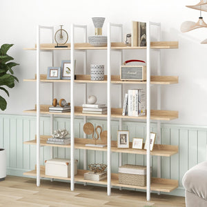 English Elm [video] Five Tier Industrial Open Bookshelf Steel Frame Mdf Shelves Home Office Storage White+Oak N725P387978C