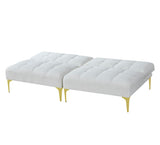 Christopher Knight Home® - Noble House - Convertible Sofa Bed Futon With Gold Metal Legs Teddy Fabric (White)