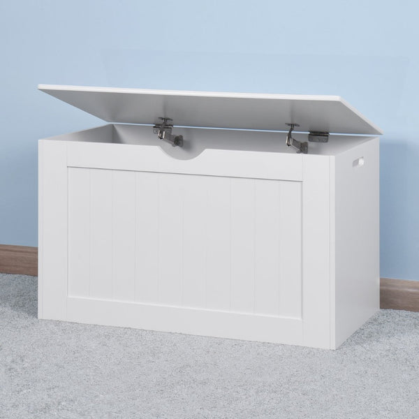 English Elm White Lift Top Storage Bench with Safety Hinges for Entryway Bedroom or Living Room W40914887