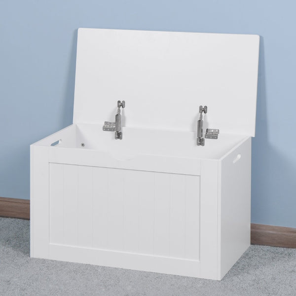 English Elm White Lift Top Storage Bench with Safety Hinges for Entryway Bedroom or Living Room W40914887