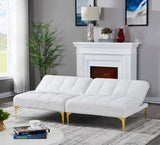 Christopher Knight Home® - Noble House - Convertible Sofa Bed Futon With Gold Metal Legs Teddy Fabric (White)