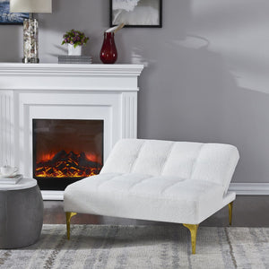 English Elm Convertible teddy fabric sofa bed chair with gold metal legs, eucalyptus frame, foam cushion, 300lbs capacity, modern lounge piece W109768483