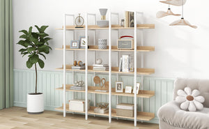 English Elm [video] Five Tier Industrial Open Bookshelf Steel Frame Mdf Shelves Home Office Storage White+Oak N725P387978C