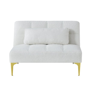 English Elm Convertible teddy fabric sofa bed chair with gold metal legs, eucalyptus frame, foam cushion, 300lbs capacity, modern lounge piece W109768483
