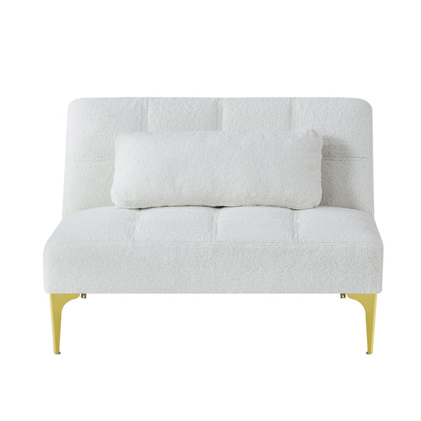 English Elm Convertible teddy fabric sofa bed chair with gold metal legs, eucalyptus frame, foam cushion, 300lbs capacity, modern lounge piece W109768483