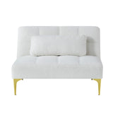 Christopher Knight Home® - Noble House - Convertible Sofa Bed Futon With Gold Metal Legs Teddy Fabric (White)