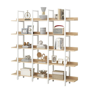 English Elm [video] Five Tier Industrial Open Bookshelf Steel Frame Mdf Shelves Home Office Storage White+Oak N725P387978C