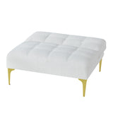 Christopher Knight Home® - Noble House - Convertible Sofa Bed Futon With Gold Metal Legs Teddy Fabric (White)