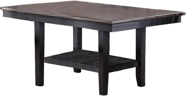 English Elm 1pc Dark Coffee Dining Table 64"x40" Rubberwood American Style with Storage Shelve for Families B01183546