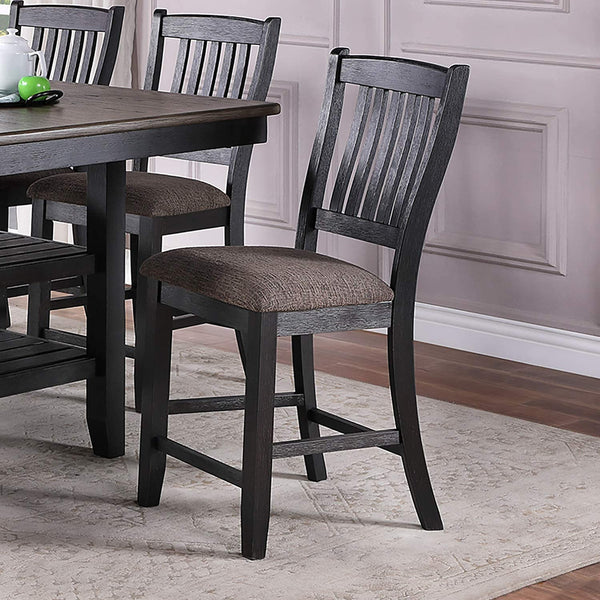 English Elm Dark Coffee Set Of 2 Stylish Upholstered High Chairs With Unique Back Design For Modern Dining Rooms B01183543