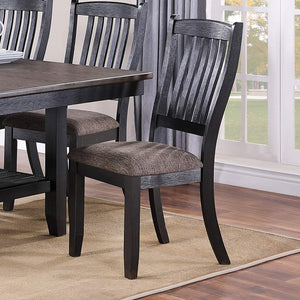 English Elm Transitional 7-Piece Dining Set - Dark Coffee Rubberwood Table With Shelf & 6 Stylish Upholstered Chairs B011S00302-GIGA