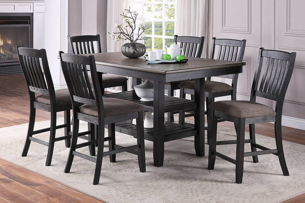 English Elm Dark Coffee Set Of 2 Stylish Upholstered High Chairs With Unique Back Design For Modern Dining Rooms B01183543
