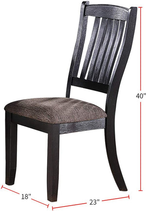 English Elm Dark Coffee Classic Wood Dining Room Set Of 2 Stylish Side Chairs With Fabric Upholstered Seats B01183542