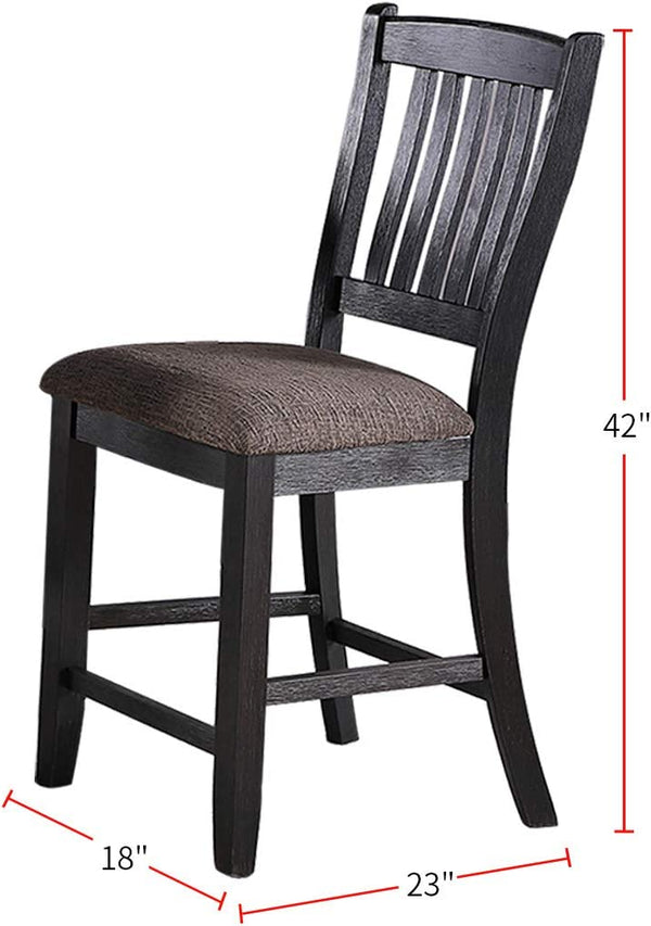English Elm Dark Coffee Set Of 2 Stylish Upholstered High Chairs With Unique Back Design For Modern Dining Rooms B01183543