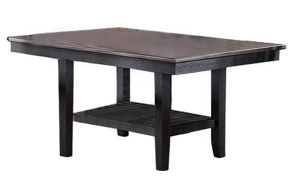 English Elm 1pc Dark Coffee Dining Table 64"x40" Rubberwood American Style with Storage Shelve for Families B01183546