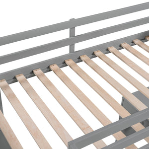 English Elm Twin Loft Bed with Built-in Desk Shelves and Drawers for Kids Teen Bedroom LT000347AAE