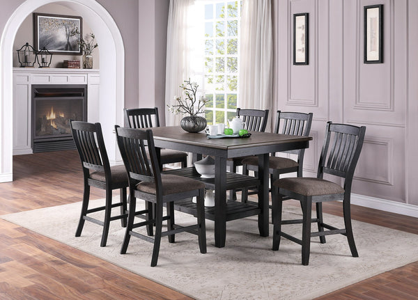 English Elm Dark Coffee Set Of 2 Stylish Upholstered High Chairs With Unique Back Design For Modern Dining Rooms B01183543