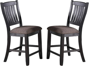English Elm Dark Coffee Set Of 2 Stylish Upholstered High Chairs With Unique Back Design For Modern Dining Rooms B01183543