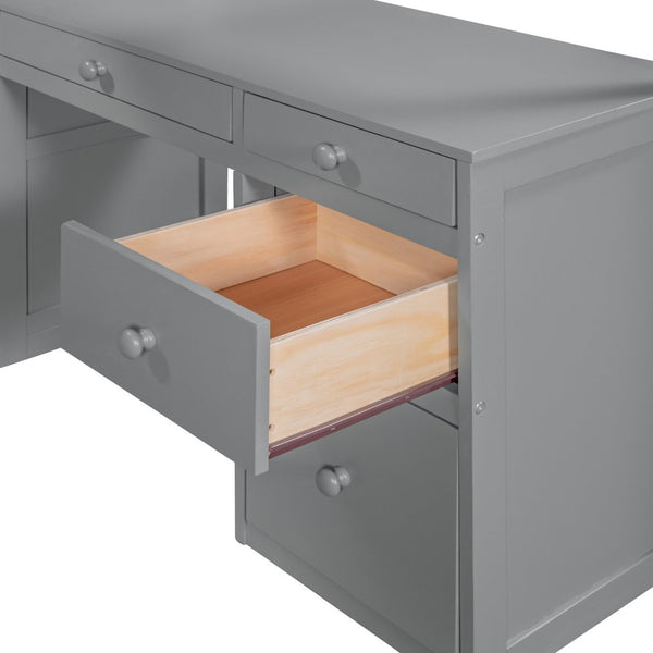 English Elm Twin Loft Bed with Built-in Desk Shelves and Drawers for Kids Teen Bedroom LT000347AAE