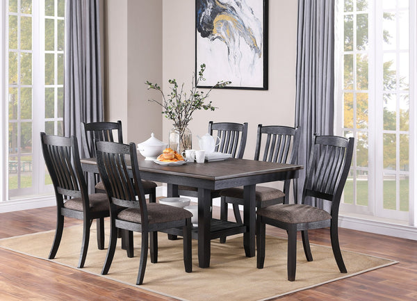 English Elm Dark Coffee Classic Wood Dining Room Set Of 2 Stylish Side Chairs With Fabric Upholstered Seats B01183542