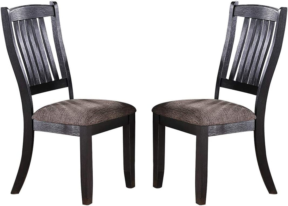 English Elm Dark Coffee Classic Wood Dining Room Set Of 2 Stylish Side Chairs With Fabric Upholstered Seats B01183542