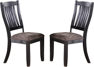 English Elm Dark Coffee Classic Wood Dining Room Set Of 2 Stylish Side Chairs With Fabric Upholstered Seats B01183542