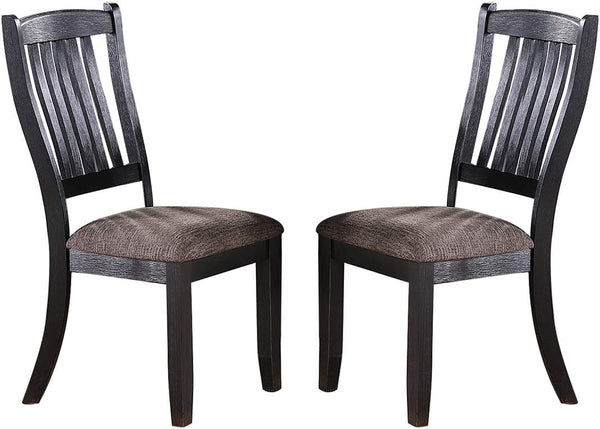 English Elm Dark Coffee Classic Wood Dining Room Set Of 2 Stylish Side Chairs With Fabric Upholstered Seats B01183542